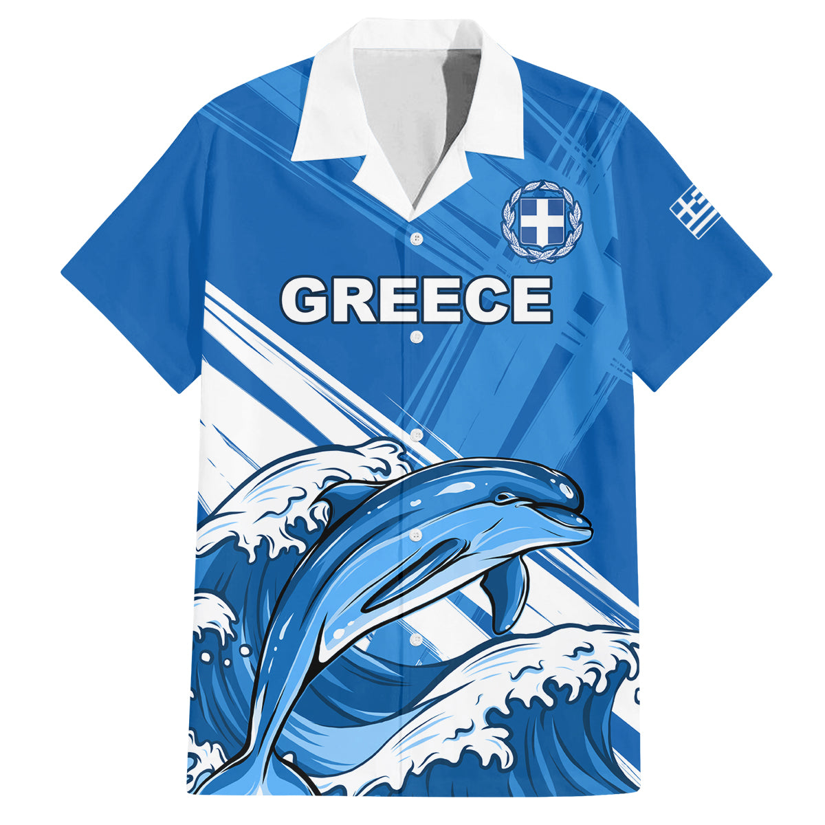 Greece Independence Day Family Matching Puletasi and Hawaiian Shirt Eleftheria i Thanatos Dolphin Jumping - Wonder Print Shop