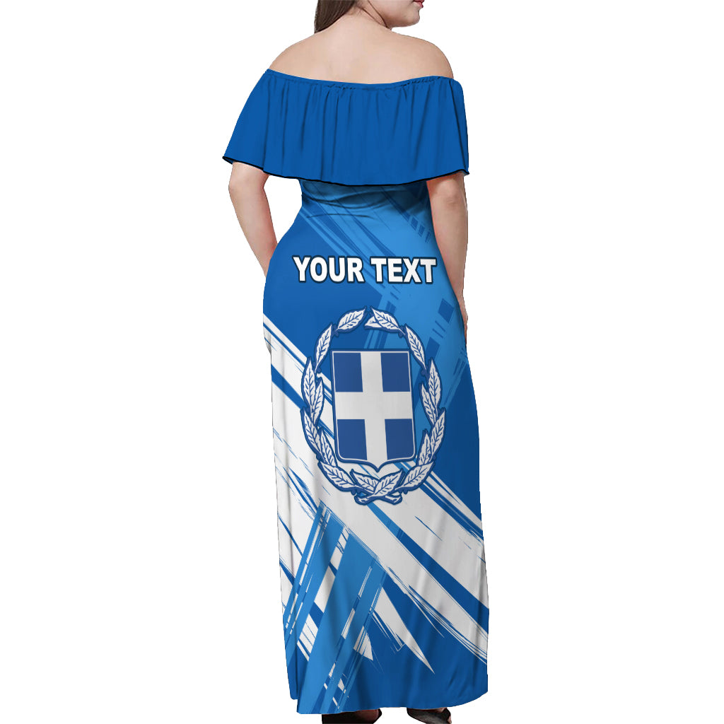 Greece Independence Day Off Shoulder Maxi Dress Eleftheria i Thanatos Dolphin Jumping - Wonder Print Shop