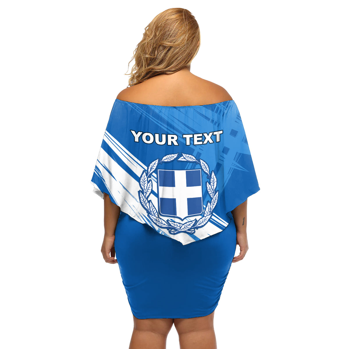 Greece Independence Day Off Shoulder Short Dress Eleftheria i Thanatos Dolphin Jumping - Wonder Print Shop