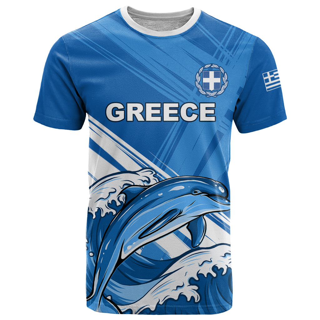 Greece Independence Day T Shirt Eleftheria i Thanatos Dolphin Jumping - Wonder Print Shop
