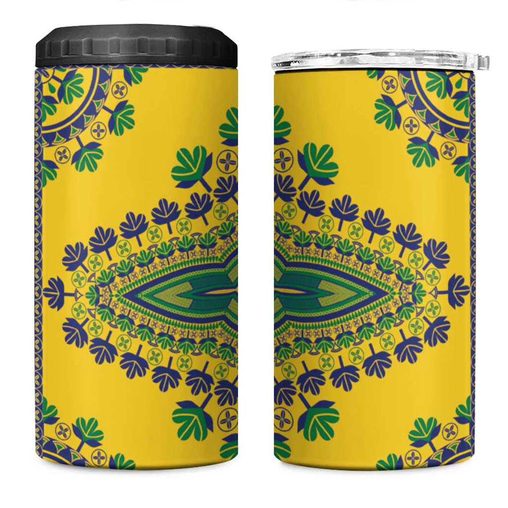 Grenadines Dashiki 4 in 1 Can Cooler Tumbler Proud To Be Grenadines