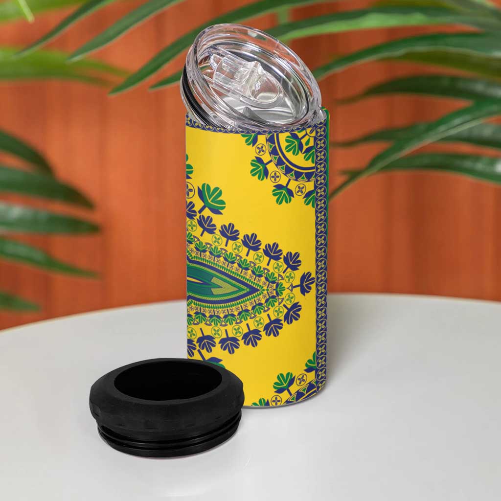 Grenadines Dashiki 4 in 1 Can Cooler Tumbler Proud To Be Grenadines