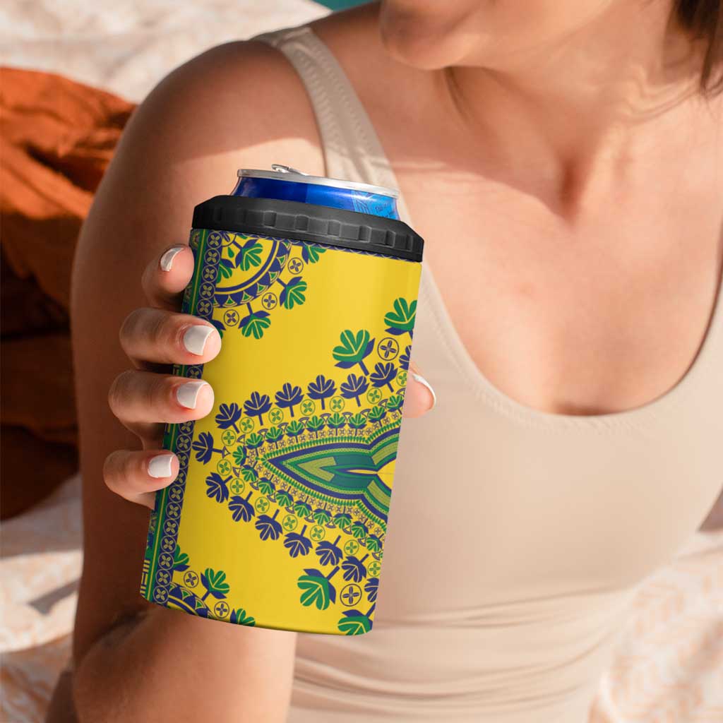 Grenadines Dashiki 4 in 1 Can Cooler Tumbler Proud To Be Grenadines