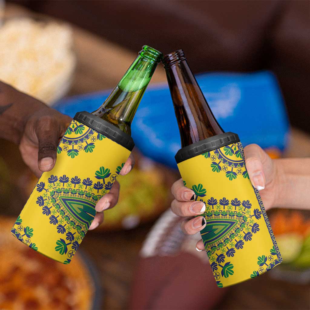 Grenadines Dashiki 4 in 1 Can Cooler Tumbler Proud To Be Grenadines