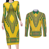 Grenadines Dashiki Couples Matching Long Sleeve Bodycon Dress and Long Sleeve Button Shirt Proud To Be Grenadines