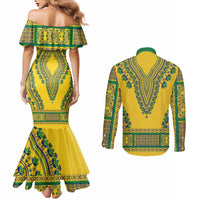 Grenadines Dashiki Couples Matching Mermaid Dress and Long Sleeve Button Shirt Proud To Be Grenadines