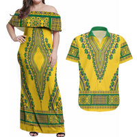Grenadines Dashiki Couples Matching Off Shoulder Maxi Dress and Hawaiian Shirt Proud To Be Grenadines