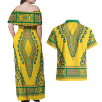 Grenadines Dashiki Couples Matching Off Shoulder Maxi Dress and Hawaiian Shirt Proud To Be Grenadines