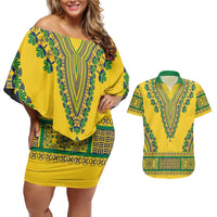Grenadines Dashiki Couples Matching Off Shoulder Short Dress and Hawaiian Shirt Proud To Be Grenadines