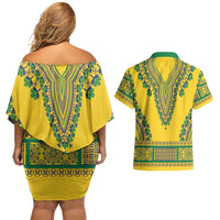 Grenadines Dashiki Couples Matching Off Shoulder Short Dress and Hawaiian Shirt Proud To Be Grenadines
