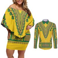 Grenadines Dashiki Couples Matching Off Shoulder Short Dress and Long Sleeve Button Shirt Proud To Be Grenadines