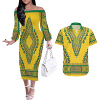 Grenadines Dashiki Couples Matching Off The Shoulder Long Sleeve Dress and Hawaiian Shirt Proud To Be Grenadines