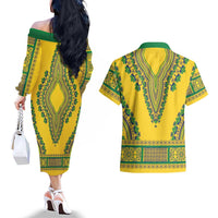 Grenadines Dashiki Couples Matching Off The Shoulder Long Sleeve Dress and Hawaiian Shirt Proud To Be Grenadines