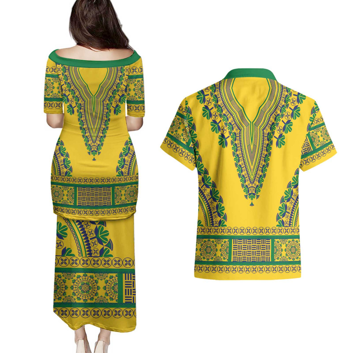 Grenadines Dashiki Couples Matching Puletasi and Hawaiian Shirt Proud To Be Grenadines