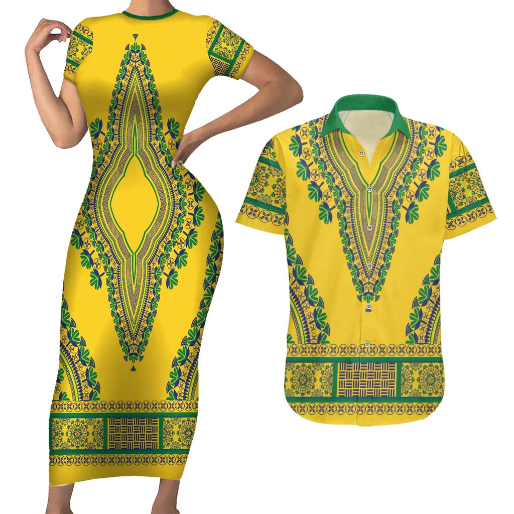 Grenadines Dashiki Couples Matching Short Sleeve Bodycon Dress and Hawaiian Shirt Proud To Be Grenadines
