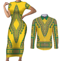 Grenadines Dashiki Couples Matching Short Sleeve Bodycon Dress and Long Sleeve Button Shirt Proud To Be Grenadines