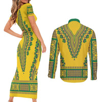 Grenadines Dashiki Couples Matching Short Sleeve Bodycon Dress and Long Sleeve Button Shirt Proud To Be Grenadines