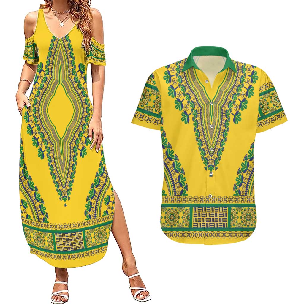 Grenadines Dashiki Couples Matching Summer Maxi Dress and Hawaiian Shirt Proud To Be Grenadines