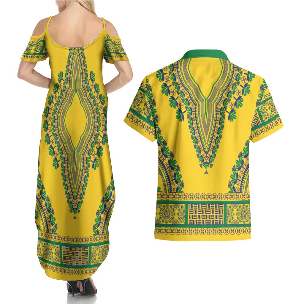 Grenadines Dashiki Couples Matching Summer Maxi Dress and Hawaiian Shirt Proud To Be Grenadines