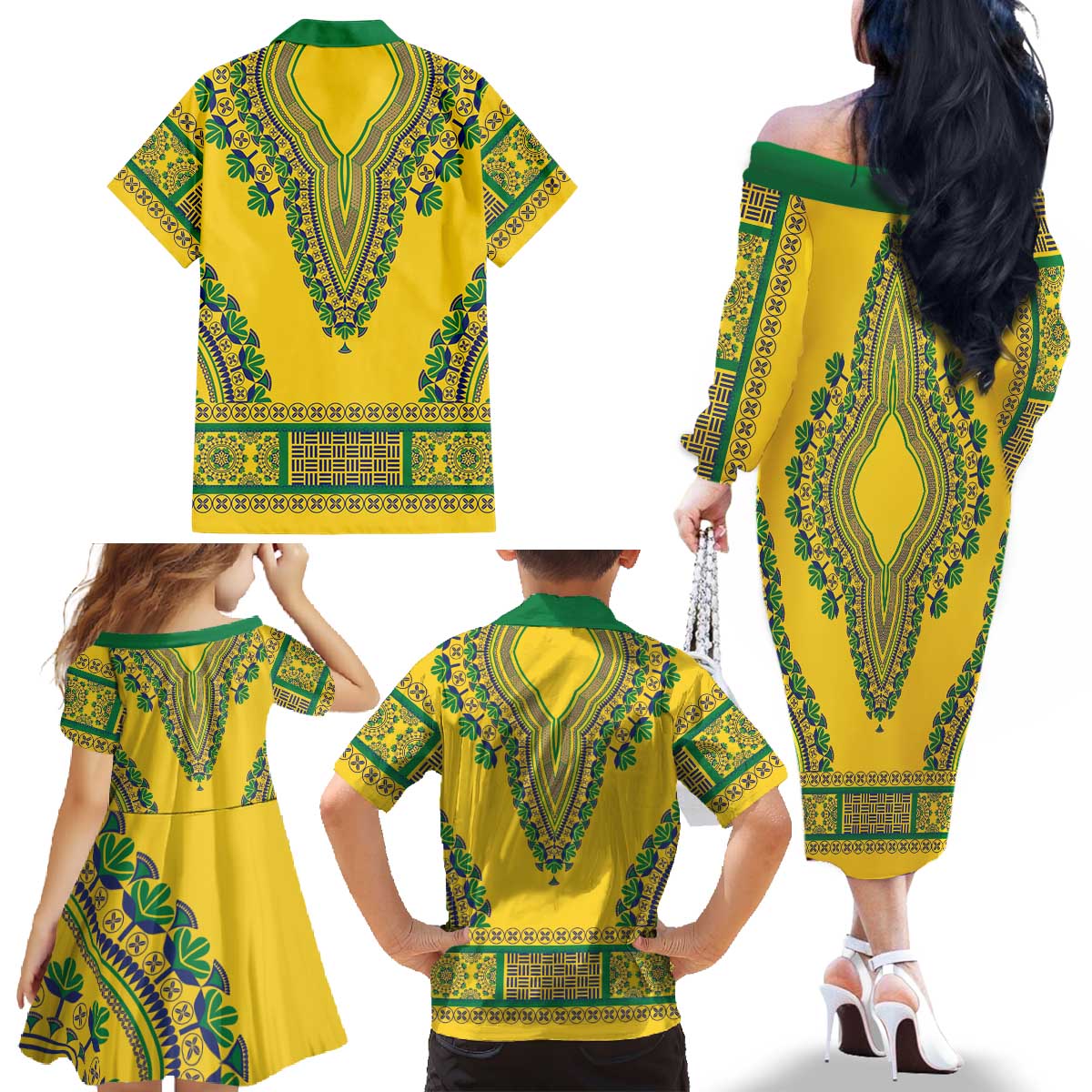 Grenadines Dashiki Family Matching Off The Shoulder Long Sleeve Dress and Hawaiian Shirt Proud To Be Grenadines