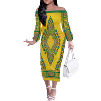 Grenadines Dashiki Family Matching Off The Shoulder Long Sleeve Dress and Hawaiian Shirt Proud To Be Grenadines