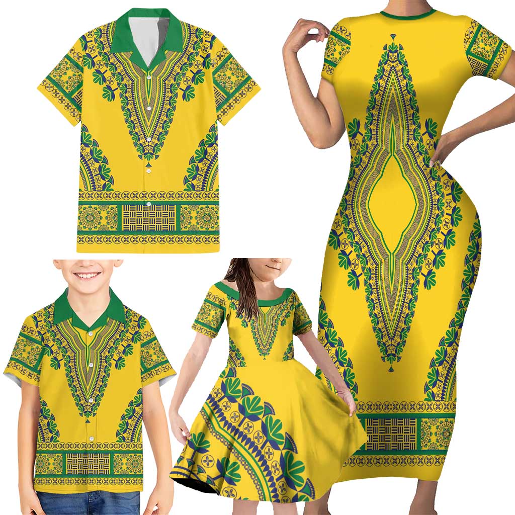 Grenadines Dashiki Family Matching Short Sleeve Bodycon Dress and Hawaiian Shirt Proud To Be Grenadines