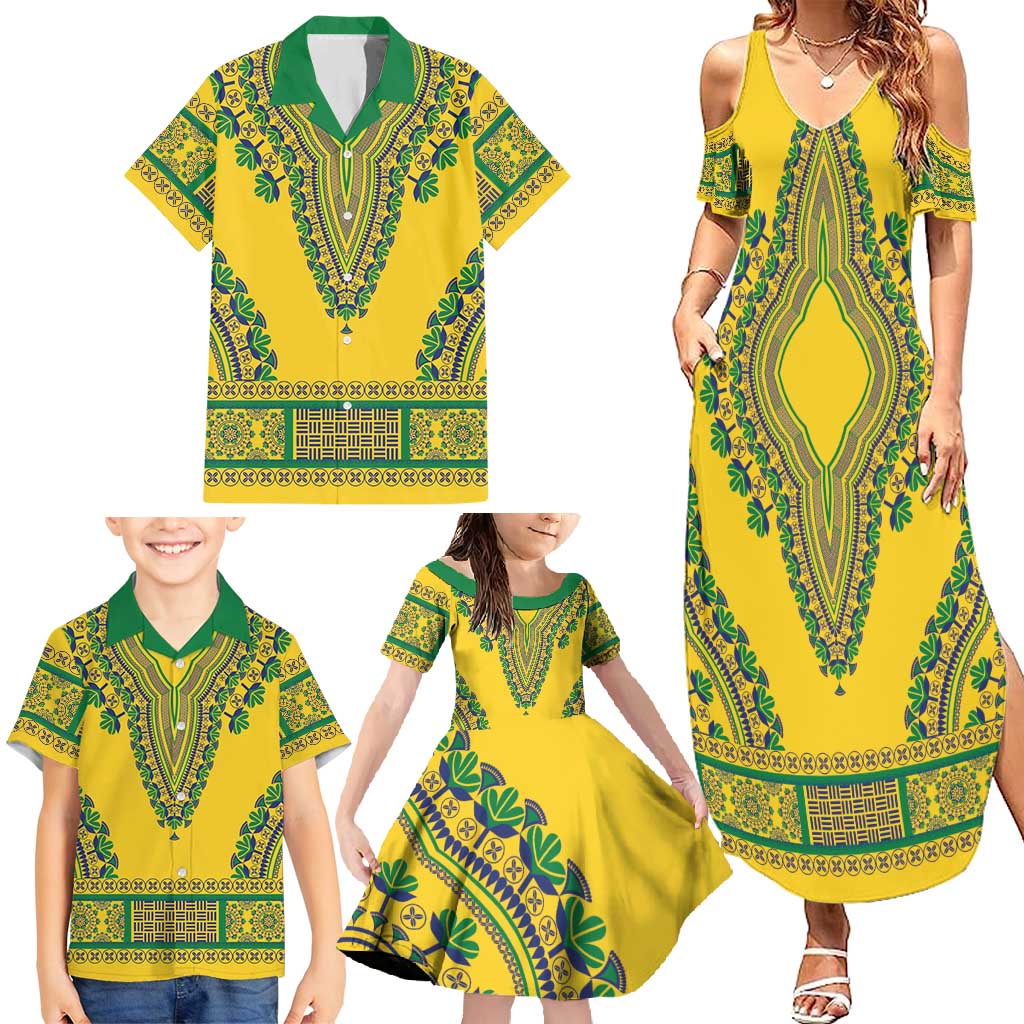 Grenadines Dashiki Family Matching Summer Maxi Dress and Hawaiian Shirt Proud To Be Grenadines
