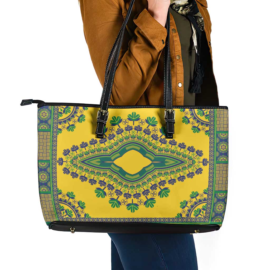Grenadines Dashiki Leather Tote Bag Proud To Be Grenadines