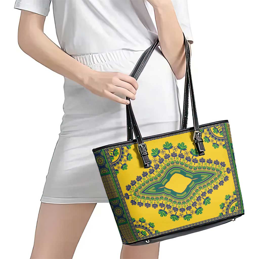 Grenadines Dashiki Leather Tote Bag Proud To Be Grenadines