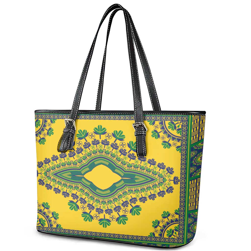 Grenadines Dashiki Leather Tote Bag Proud To Be Grenadines