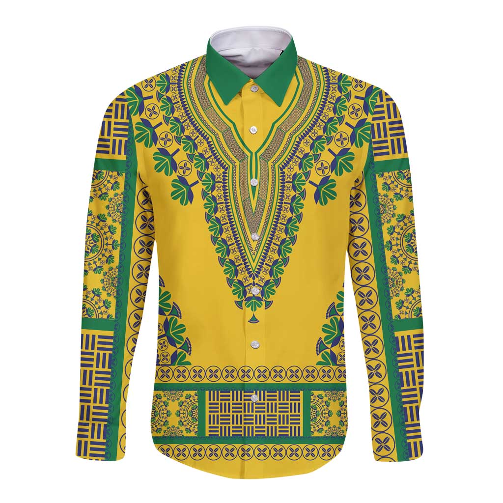 Grenadines Dashiki Long Sleeve Button Shirt Proud To Be Grenadines