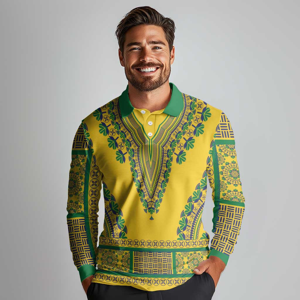 Grenadines Dashiki Long Sleeve Polo Shirt Proud To Be Grenadines