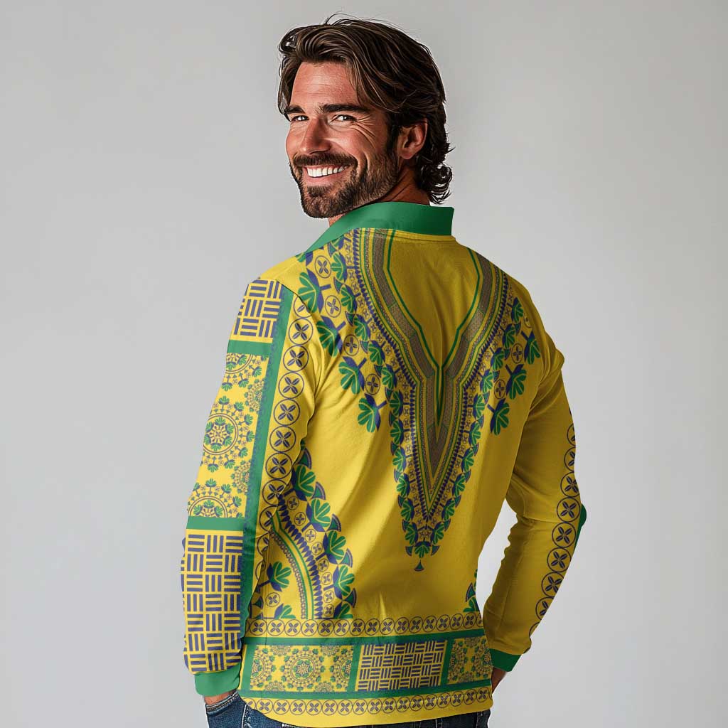 Grenadines Dashiki Long Sleeve Polo Shirt Proud To Be Grenadines