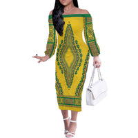Grenadines Dashiki Off The Shoulder Long Sleeve Dress Proud To Be Grenadines