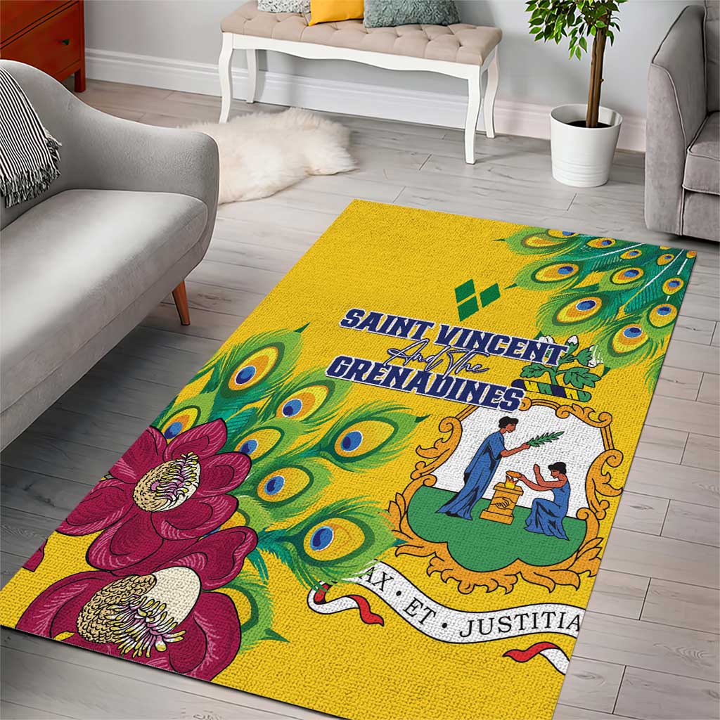 Saint Vincent and the Grenadines Area Rug Stylized Peacock Feather Royal