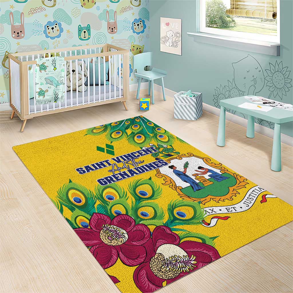 Saint Vincent and the Grenadines Area Rug Stylized Peacock Feather Royal