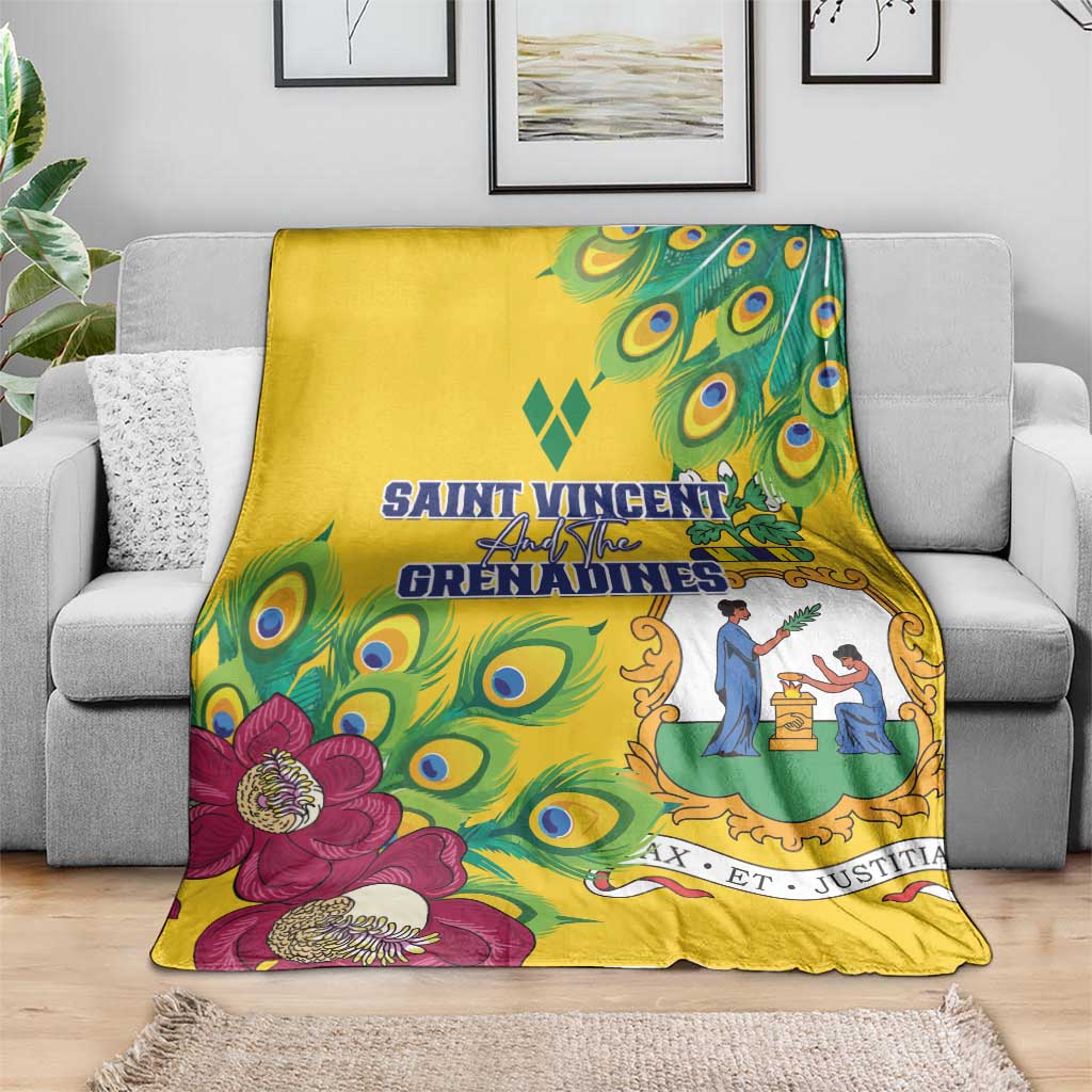 Saint Vincent and the Grenadines Blanket Stylized Peacock Feather Royal