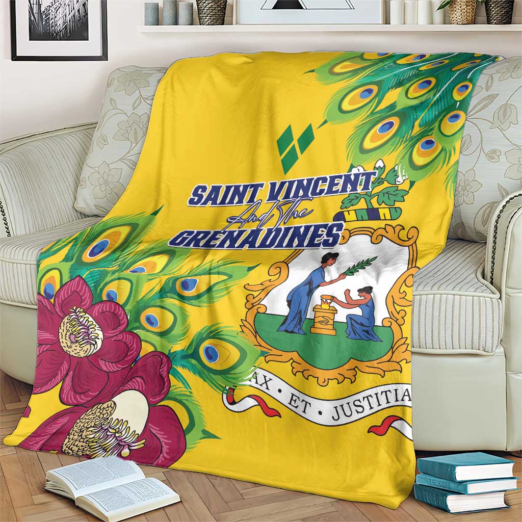 Saint Vincent and the Grenadines Blanket Stylized Peacock Feather Royal
