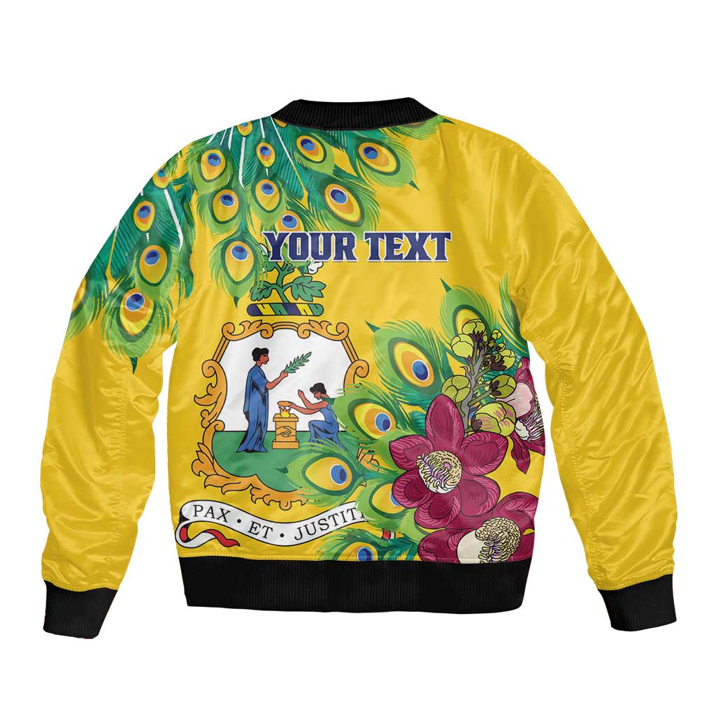 Personalized Saint Vincent and the Grenadines Bomber Jacket Stylized Peacock Feather Royal