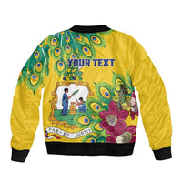 Personalized Saint Vincent and the Grenadines Bomber Jacket Stylized Peacock Feather Royal