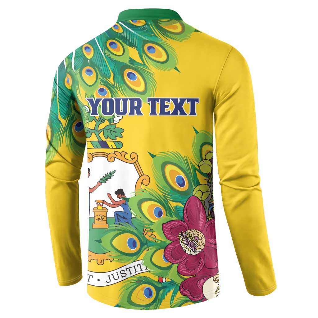 Personalized Saint Vincent and the Grenadines Button Sweatshirt Stylized Peacock Feather Royal