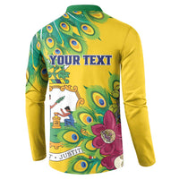 Personalized Saint Vincent and the Grenadines Button Sweatshirt Stylized Peacock Feather Royal