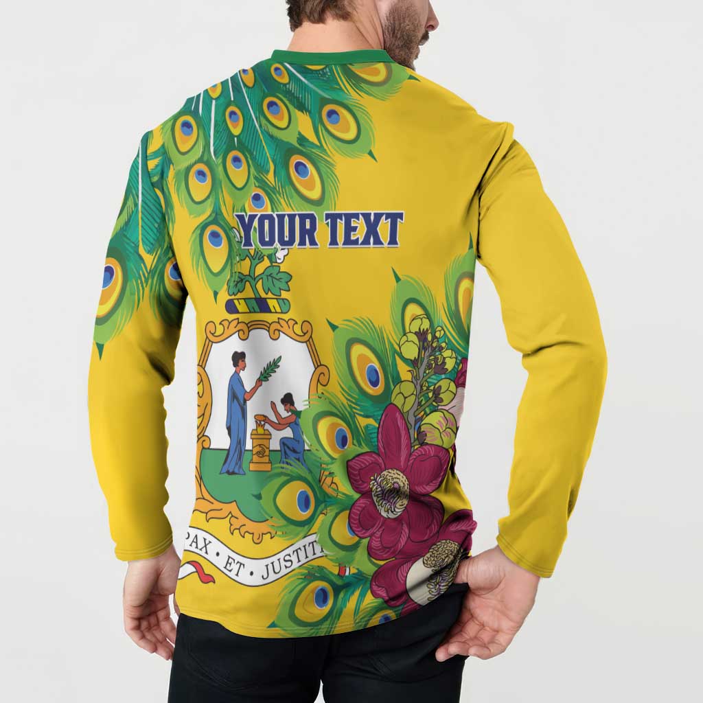 Personalized Saint Vincent and the Grenadines Button Sweatshirt Stylized Peacock Feather Royal