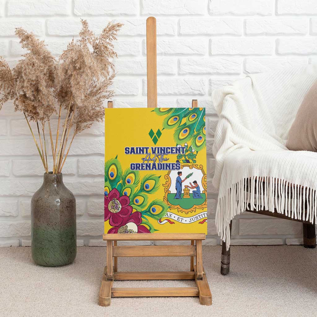 Saint Vincent and the Grenadines Canvas Wall Art Stylized Peacock Feather Royal