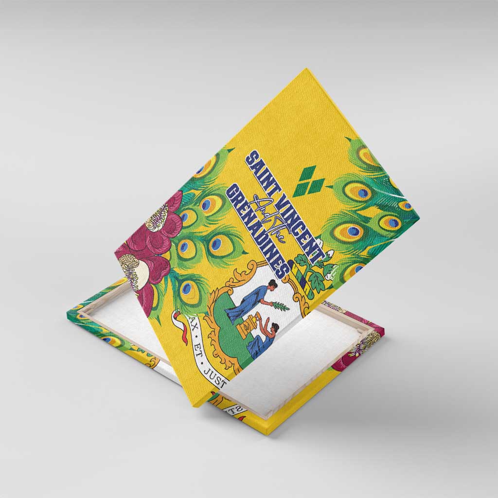 Saint Vincent and the Grenadines Canvas Wall Art Stylized Peacock Feather Royal