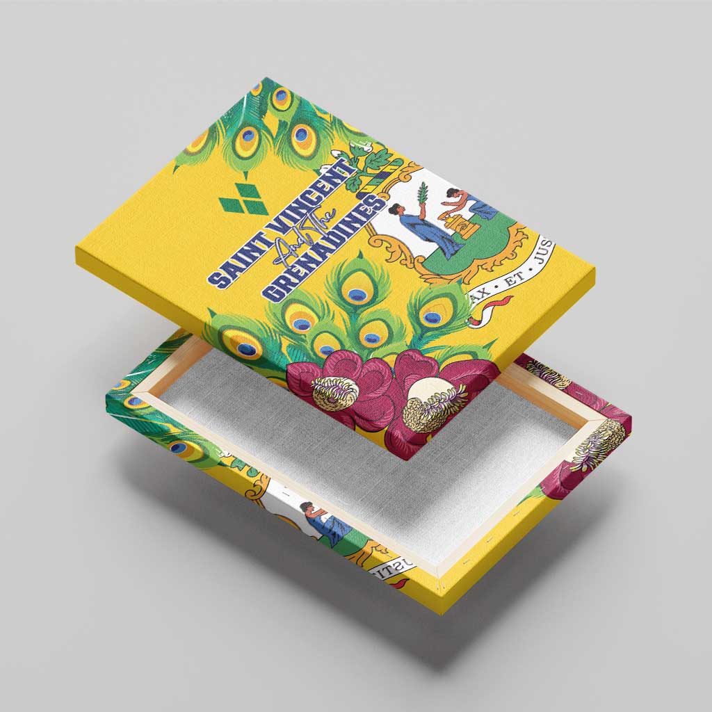 Saint Vincent and the Grenadines Canvas Wall Art Stylized Peacock Feather Royal