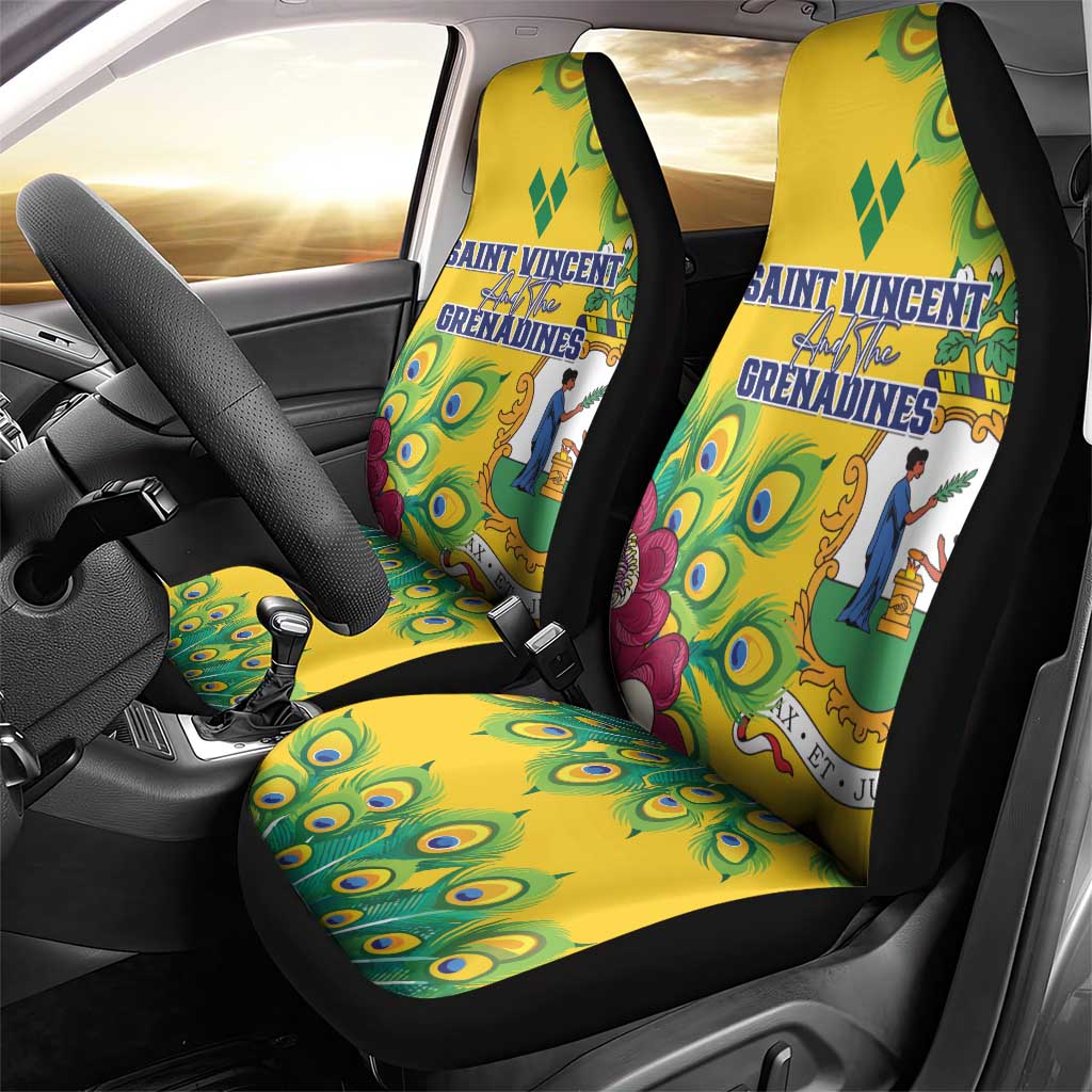 Saint Vincent and the Grenadines Car Seat Cover Stylized Peacock Feather Royal
