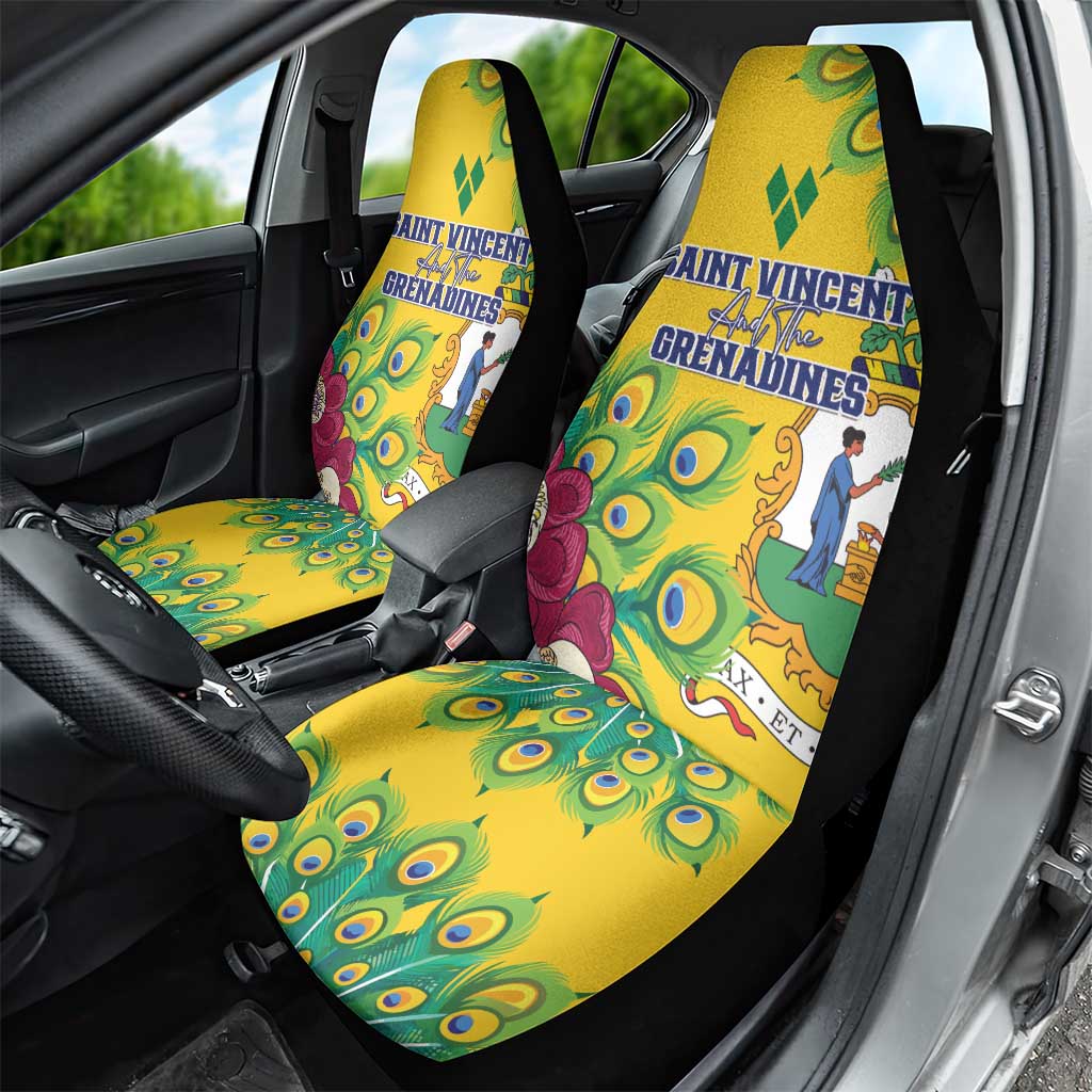 Saint Vincent and the Grenadines Car Seat Cover Stylized Peacock Feather Royal