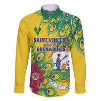 Personalized Saint Vincent and the Grenadines Family Matching Mermaid Dress and Hawaiian Shirt Stylized Peacock Feather Royal
