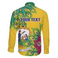 Personalized Saint Vincent and the Grenadines Family Matching Mermaid Dress and Hawaiian Shirt Stylized Peacock Feather Royal